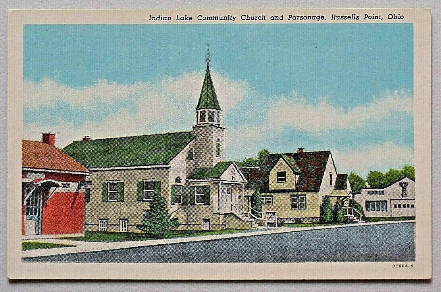 Indian Lake Community Church & Parsonage, Russells Point, Ohio Postcard 5067