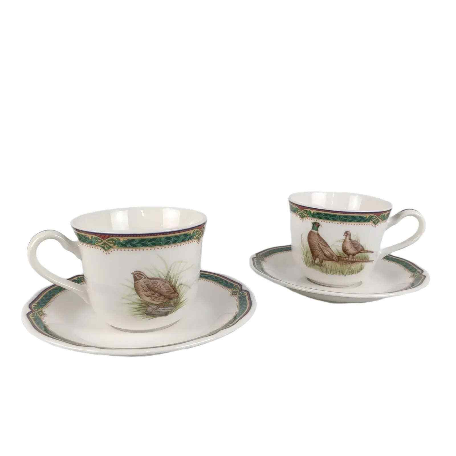 Vintage Set of 2 Noritake MARSHLANDS Cups & Saucers Pheasant Birds Homecraft