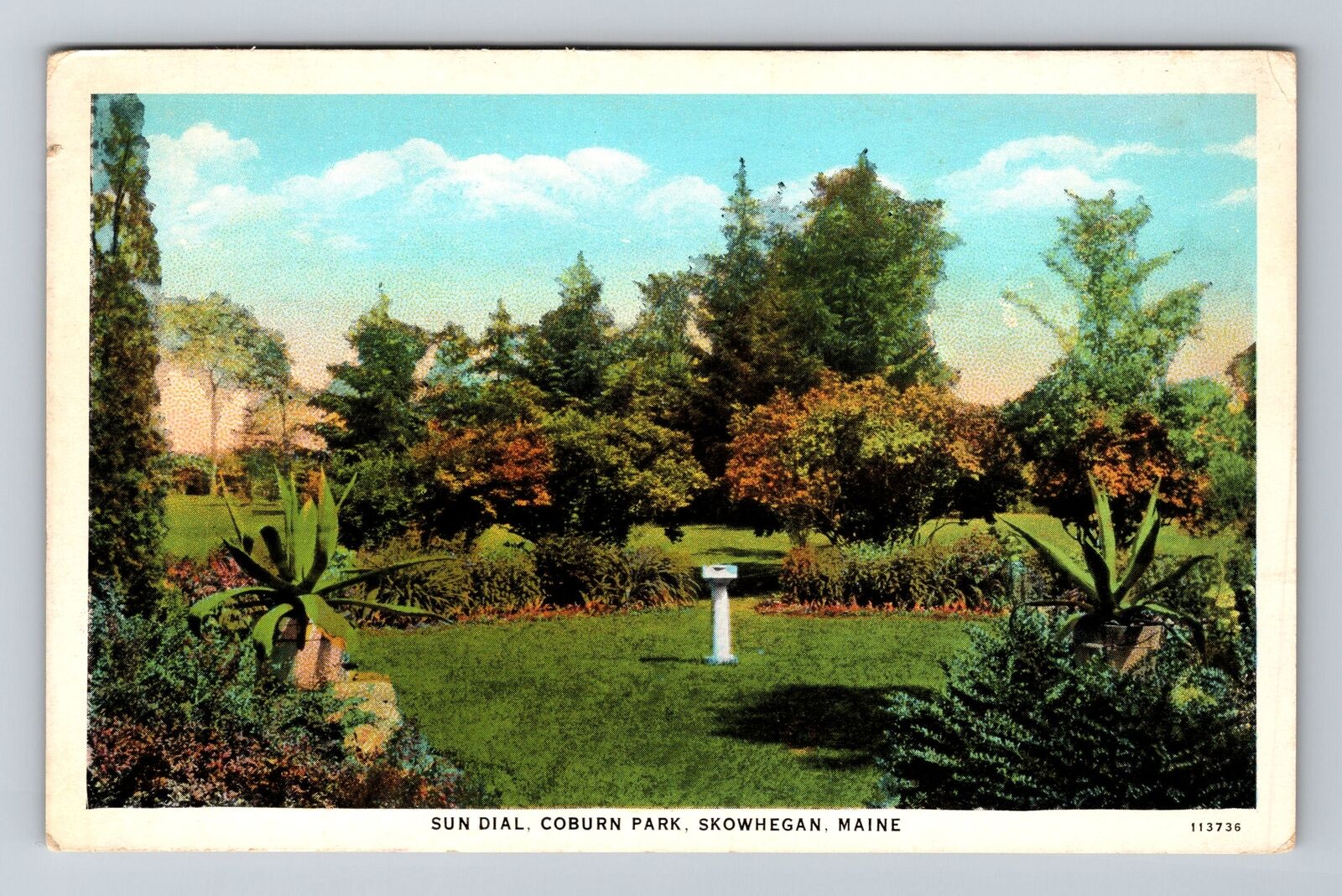Skowhegan ME-Maine, Sun Dial, Coburn Park, Scenic View, Vintage Postcard