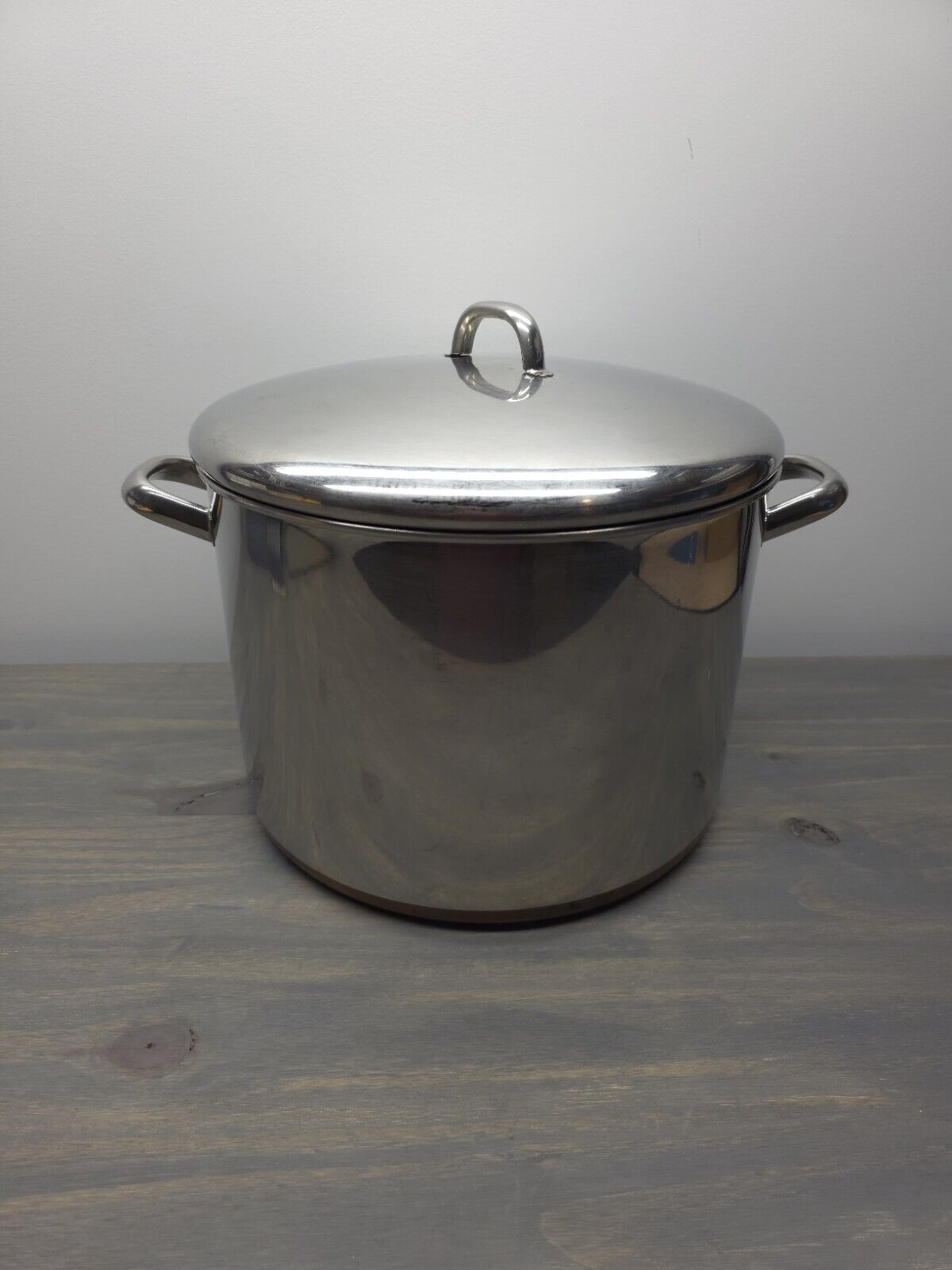 Vintage Revere Ware 16 Qt Stock Pot with Lid Stainless Steel With Copper Bottom