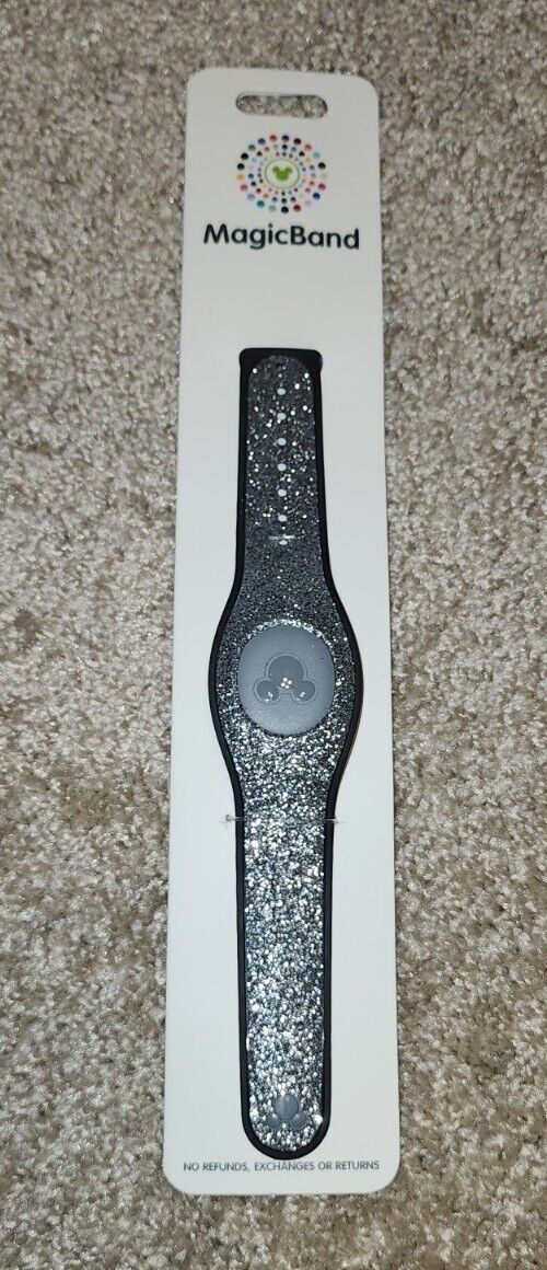 NEW Disney WDW Magic Band 2 Sparkly Silver Glitter LINKABLE / UNLINKED 