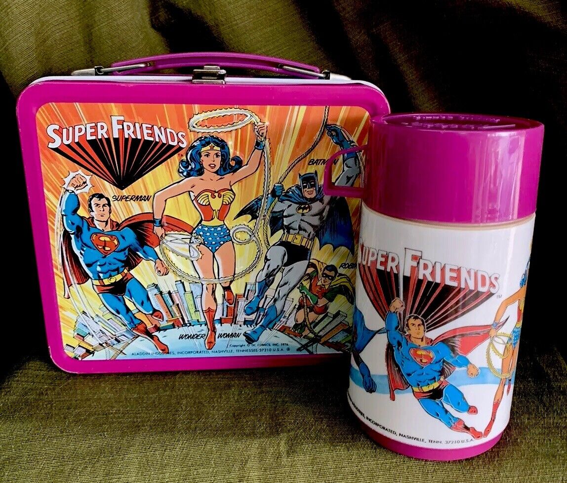 Vintage Super Friends Lunchbox & Thermos Super Clean Investment Quality 1976