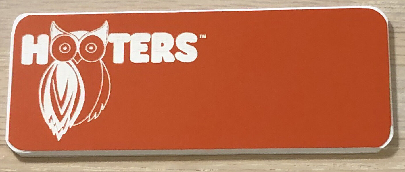 ~NEW~ HOOTERS WingHouse Uniform Pin Customize Engrave YOUR NAME OR PICK NAME TAG