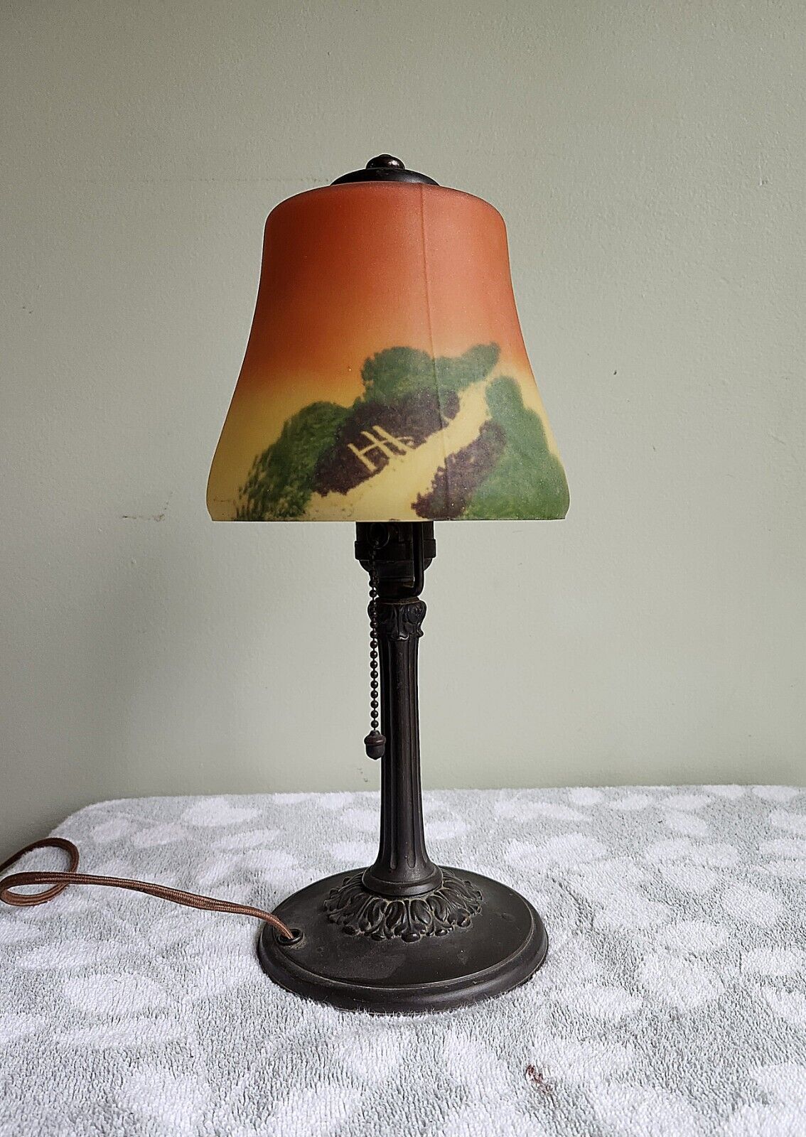 Antique Handel Reverse Painted Boudoir Lamp 