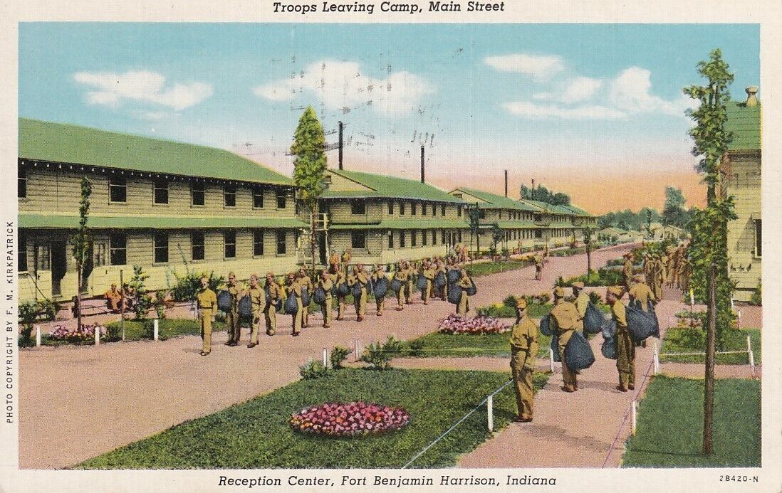 Reception Center, Fort Benjamin Harrison, Indianapolis, IN. Linen. Posted 1944