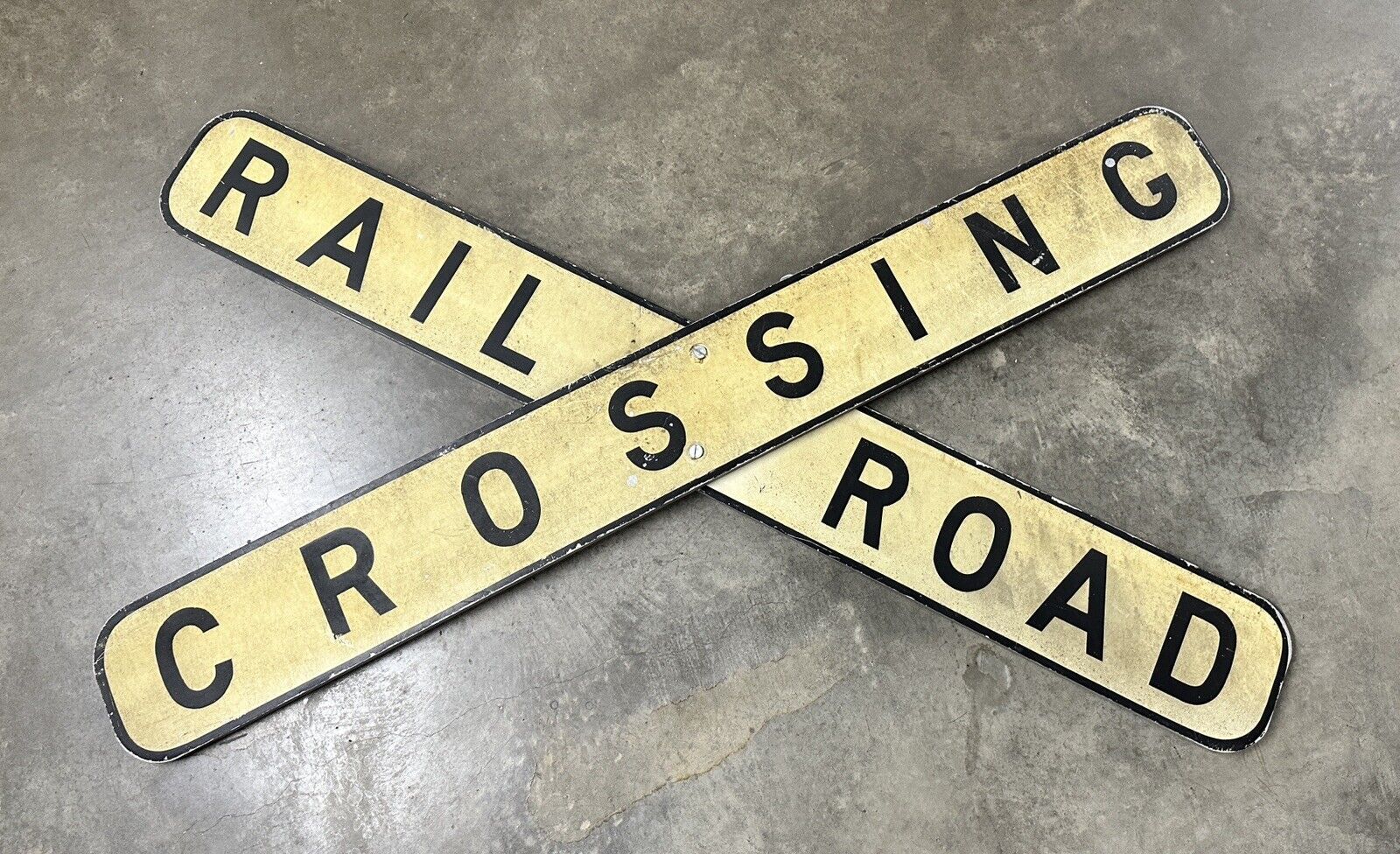 Large Authentic Yellow Railroad Crossing Sign 66.5” X  39” Crossbuck Vintage Old