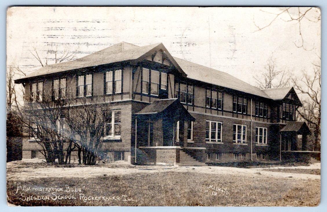 1909 ERA RPPC ROCKEFELLER ILLINOIS SHELDON SCHOOL ADMINISTRATION BUILDING