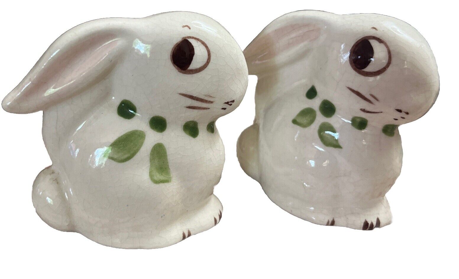 Pair of vintage rabbits , 3 Inch Hand Painted