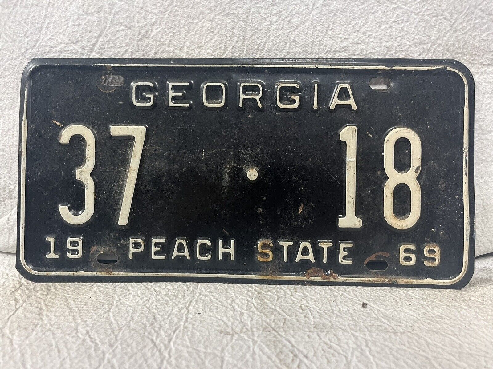 Vintage 1969 Georgia License Plate ~ Catoosa County ~ Low Number 18