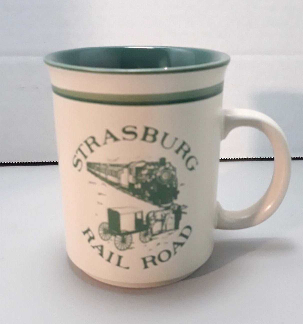 STRASBURG RAIL ROAD Railroad Coffee Cup Mug by Karol Western Made in Japan Train