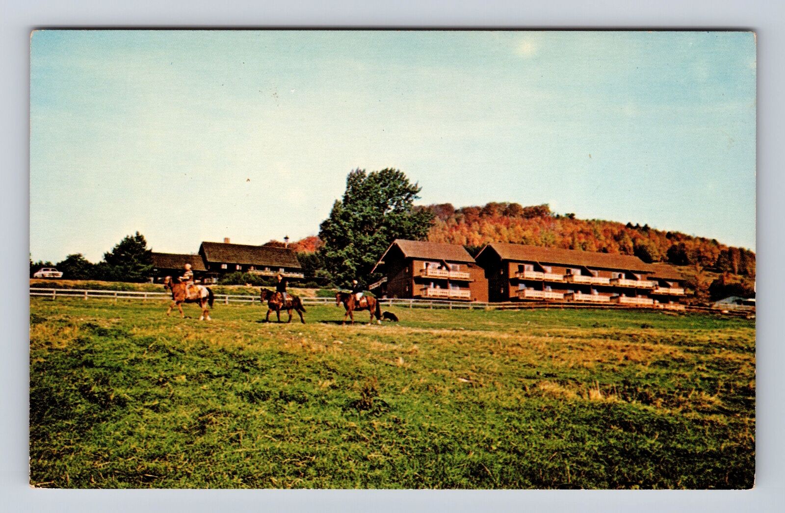Stowe VT-Vermont, Trapp Family Lower Lodge, Horseback Riding, Vintage Postcard