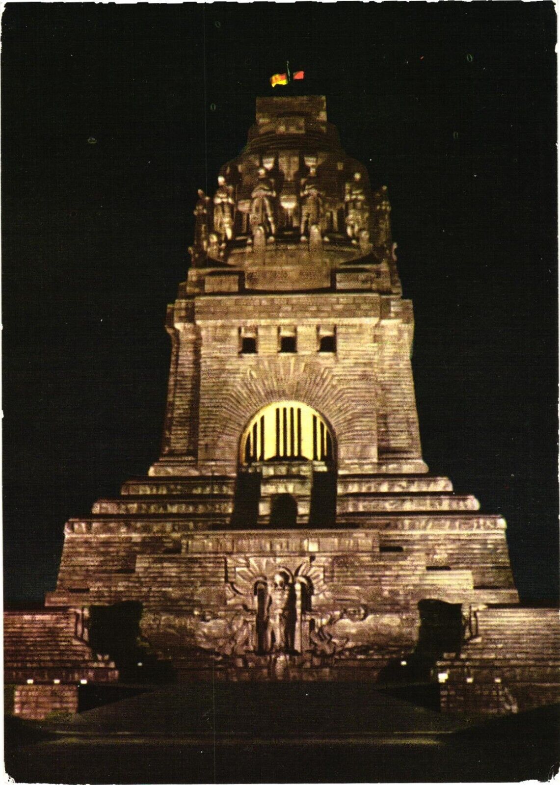 Leipzig Germany Battle of the Nations Monument at Night Postcard