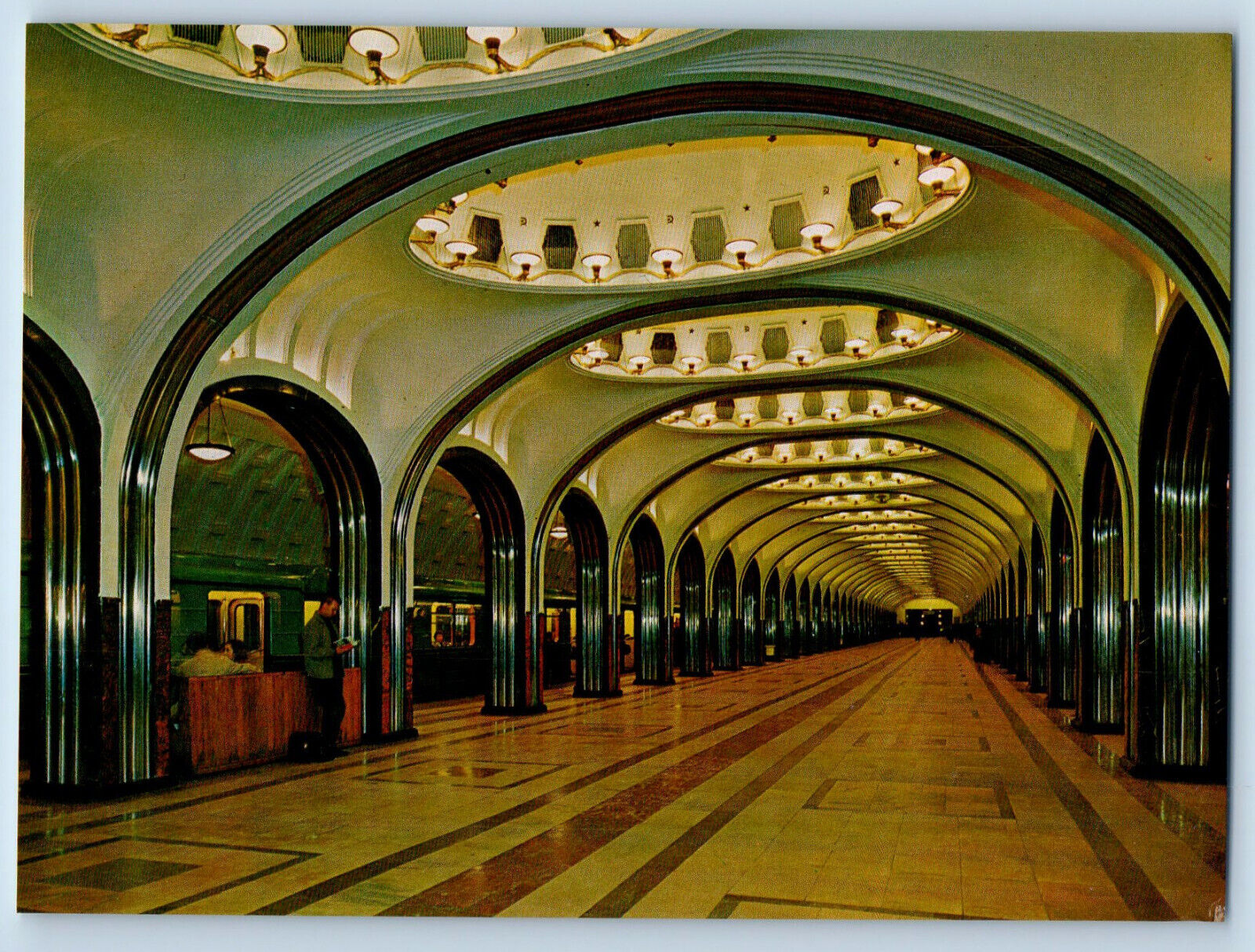 Moscow Russia Postcard Mayakovskaya Metro Station c1960\'s Unposted Vintage