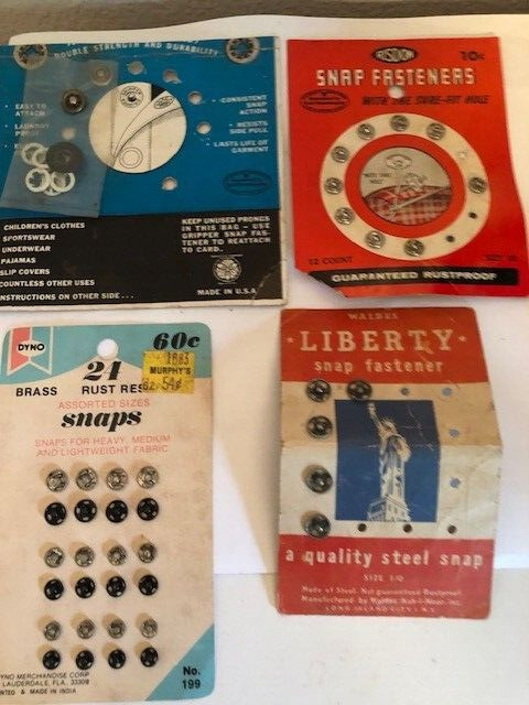 Lot of 4 Vintage 1950\'s Sewing Notion Snap Fasteners Cardboard Display Graphics