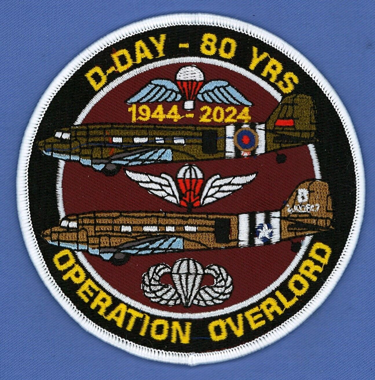 D-DAY LANDINGS - OP OVERLORD 80TH ANNIVERSARY EMBROIDERED BADGE / PATCH