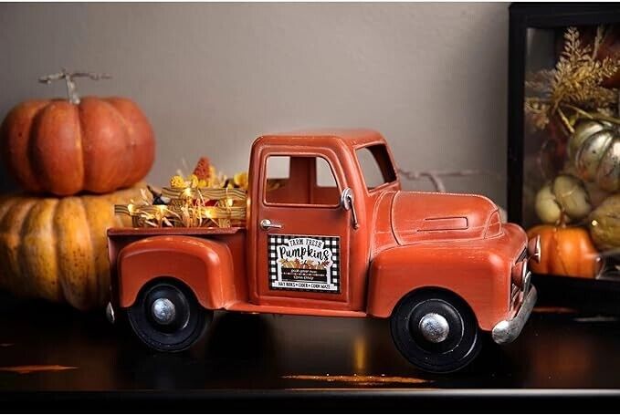 Vintage Harvest Truck with Pre-Lit Halloween Lights - Halloween Decor