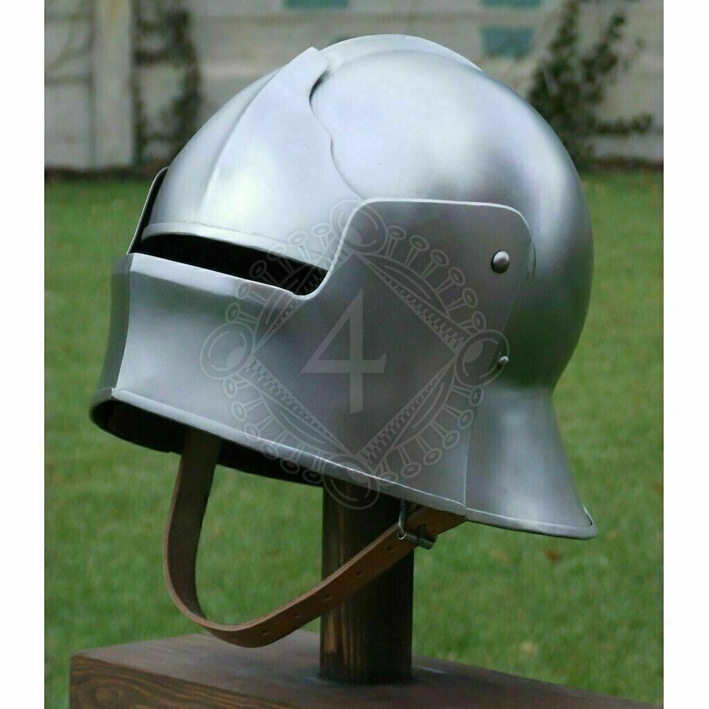 Medieval Knight 18 gauge Steel Visor Sallet Helmet about German Armour Costume