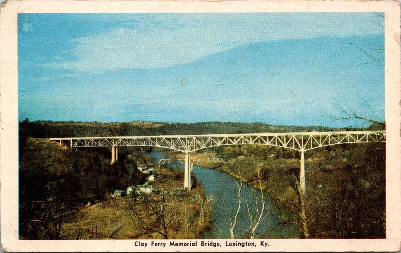 Clay Ferry Memorial Bridge Lexington KENTUCKY WHITE BORDER POSTCARD B8