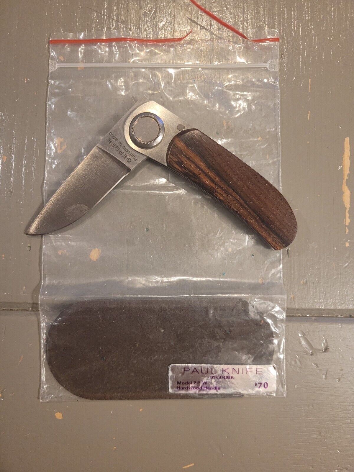 GERBER Vintage Paul Model 2PW Folding Pocket Knife w/Original Sheath