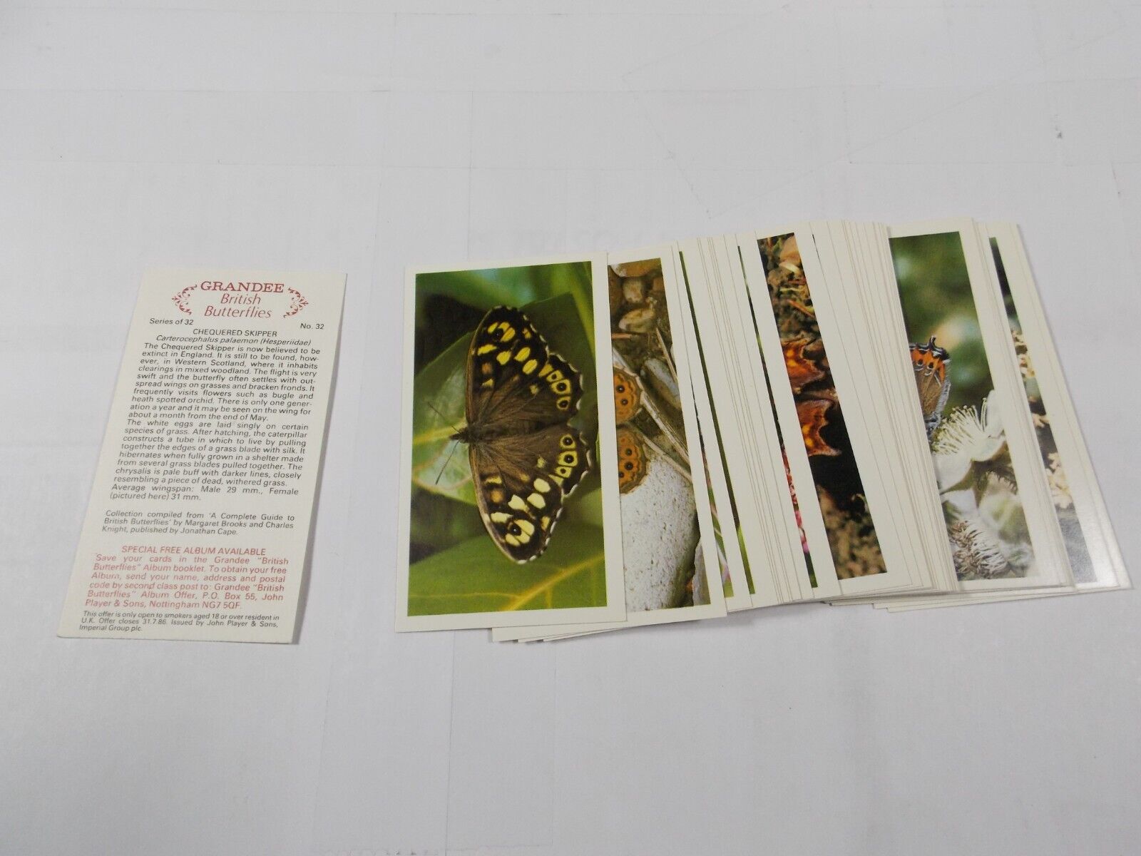Grandee Cigar Cigarette Cards British Butterflies 1983 Complete Set 32