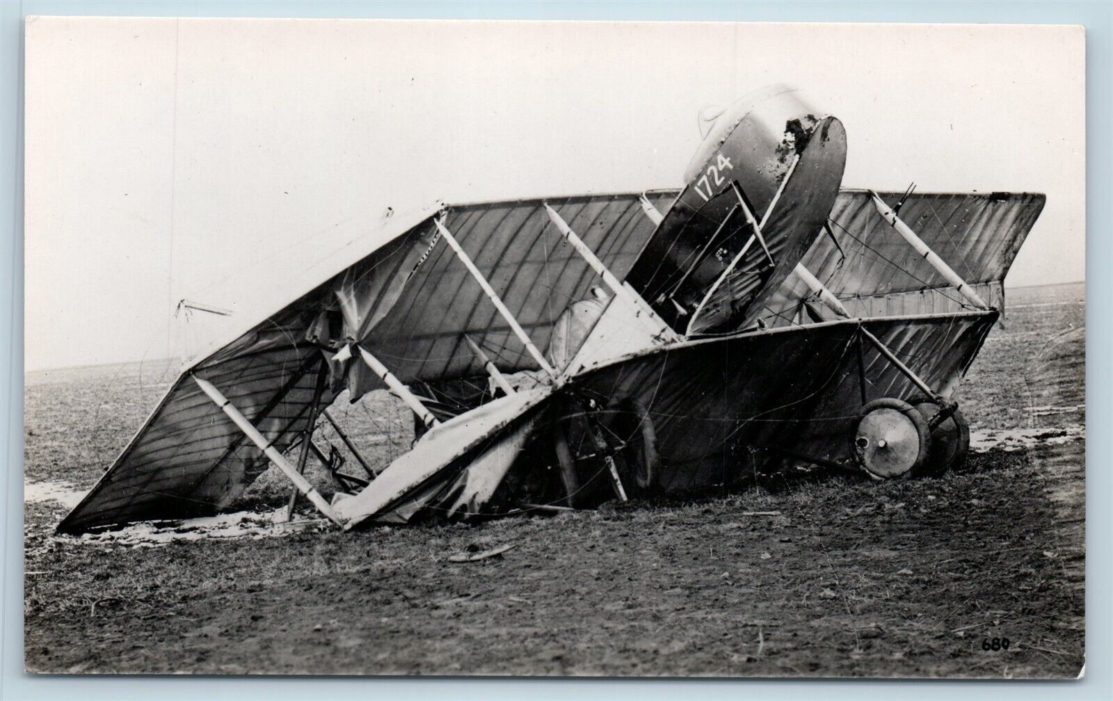  Postcard Henri Farman Biplane Wreck Crashed RPPC Real Photo T4