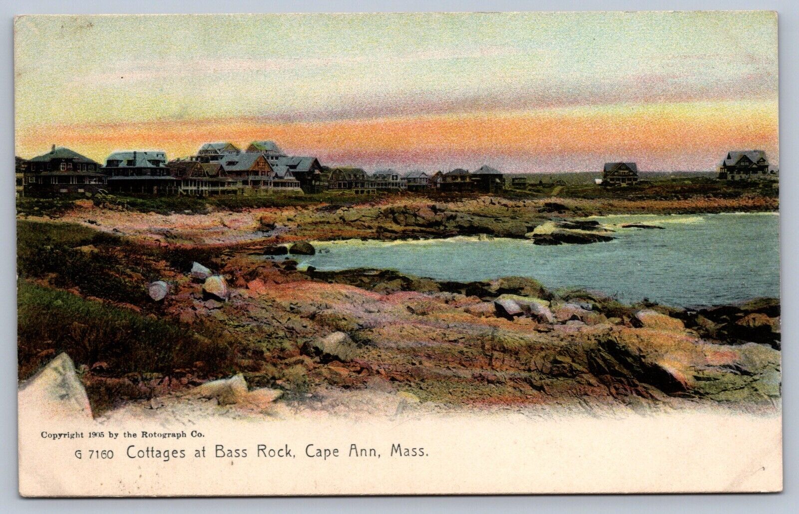Postcard Cape Ann MA Cottages at Bass Rock