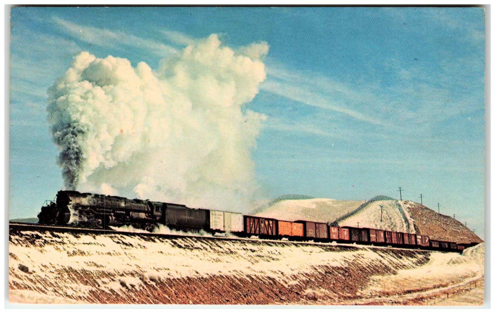 Postcard Union Pacific #4006 Big Boy Sherman Hill, Wyoming-Under Full Steam