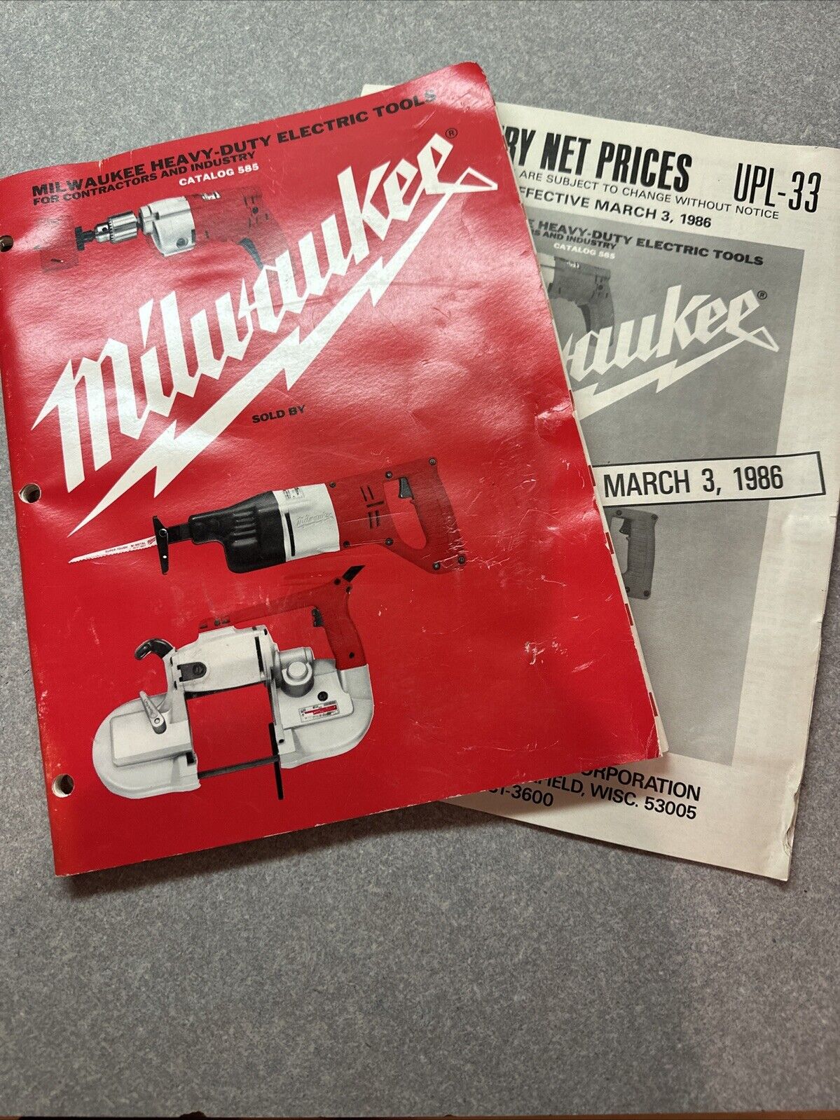 Vtg 1986 Milwaukee Heavy Duty Contractor Tools Catalog Price List No 1585 PLUS