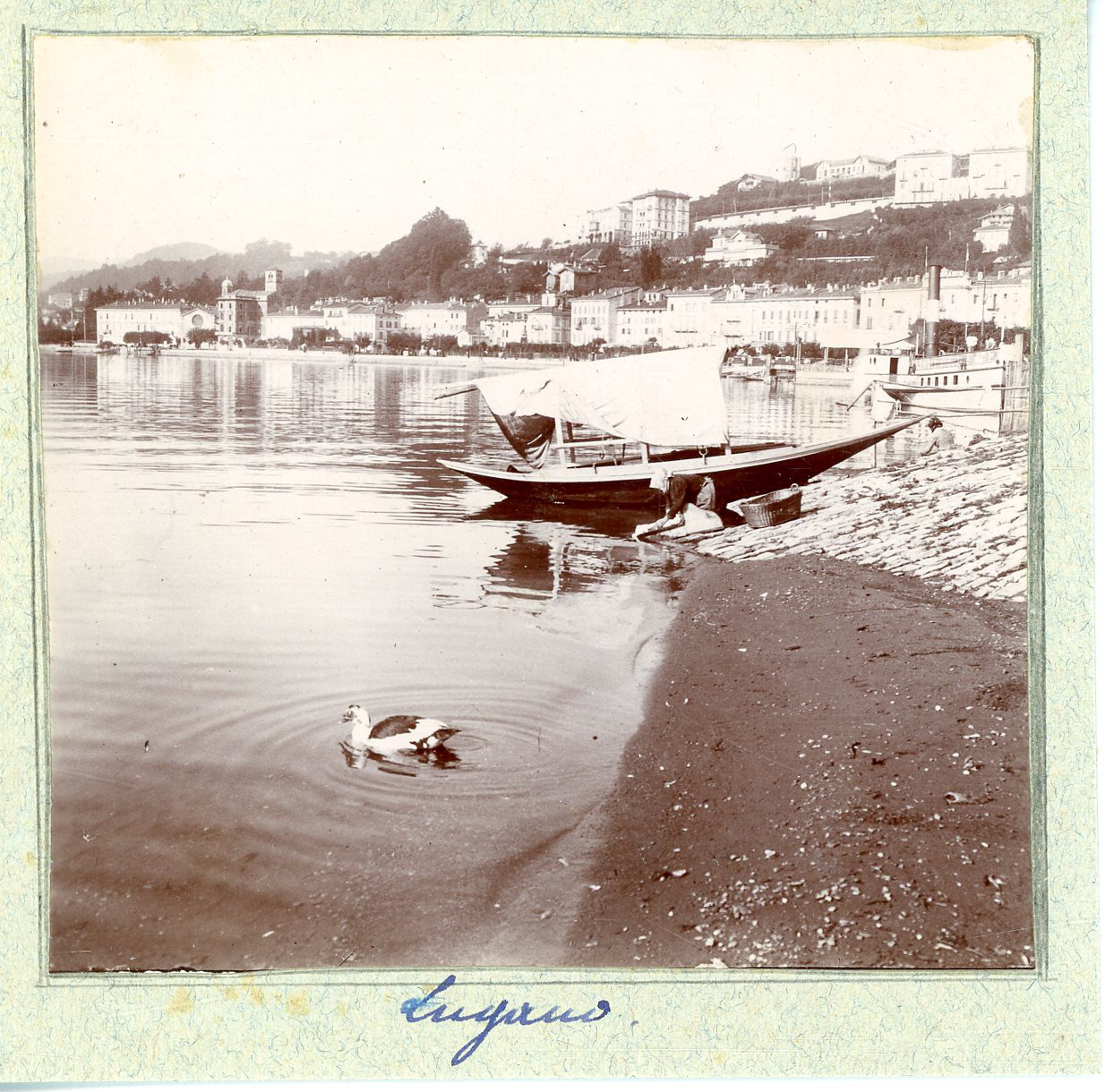 Italy, Lugano, a Vintage Print Laundress, Citrate Print 7x8 Circa 1