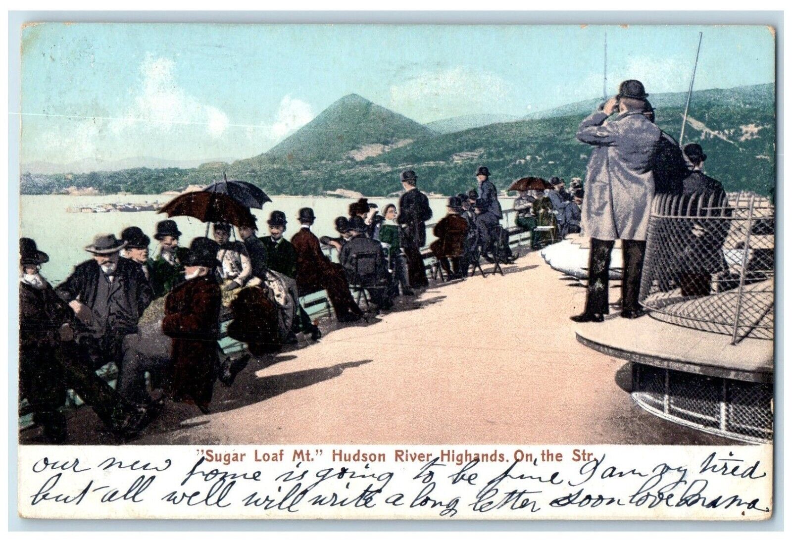 1907 Sugar Loaf Mt. Hudson River Highlands On The Str New York NY Postcard