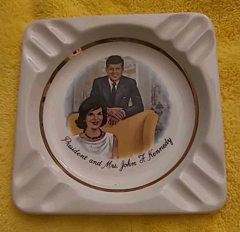  Collectible President Mr. And Mrs. John F Kennedy Square Ashtray