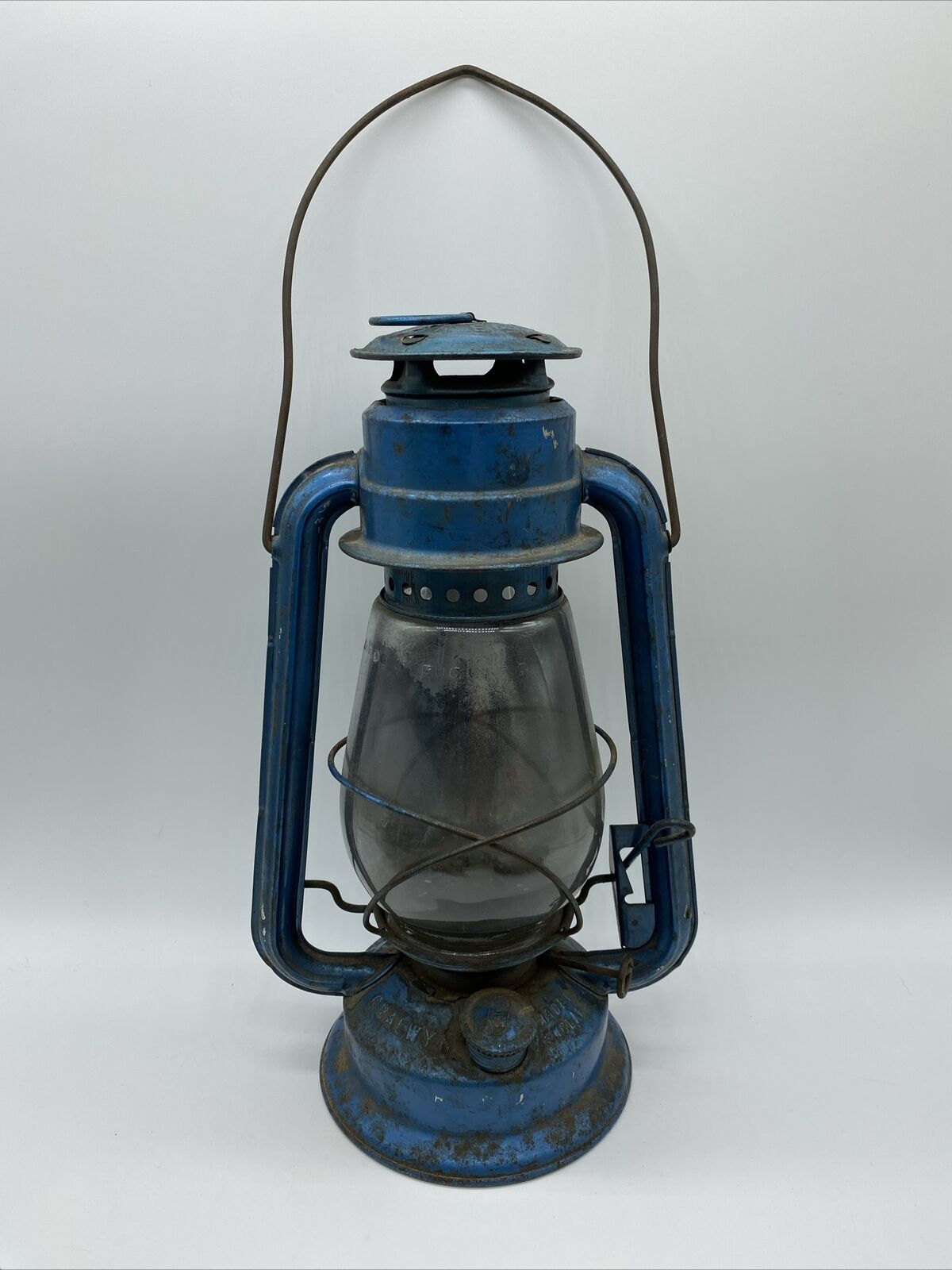 Vintage Chalwyn Far East LANTERN Blue Kerosene Oil Made in England