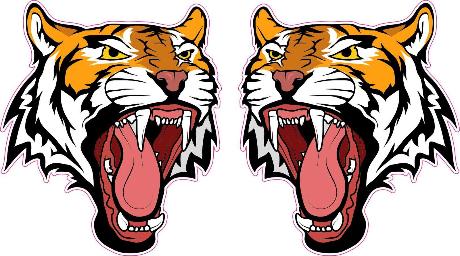 StickerTalk Mirrored Tiger Head Mascot Stickers, 2.6 inches x 3 inches