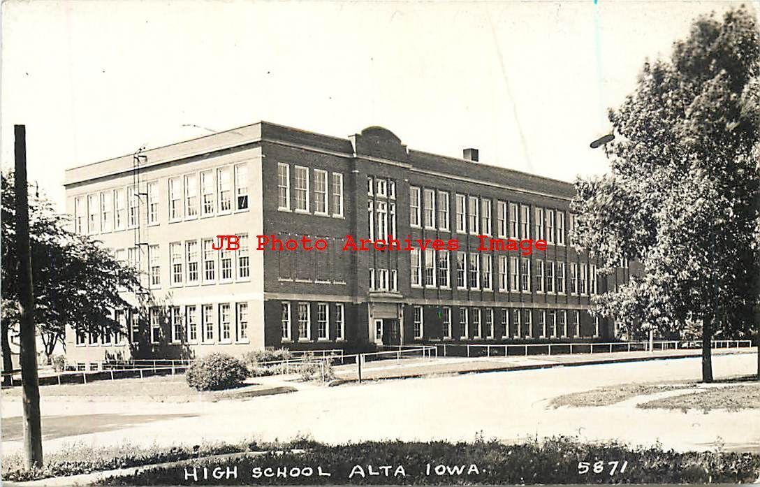 IA, Alta, Iowa, RPPC, High School Building, Exterior View, Photo No 5871