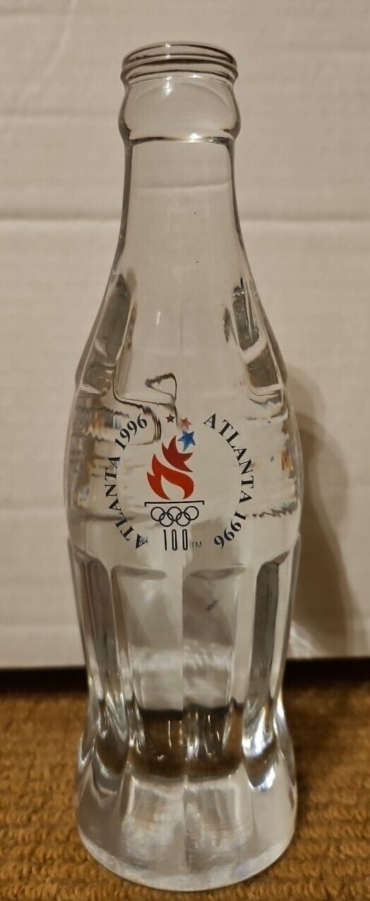 1996 Coca Cola Bottle Atlanta Olympics Solid Crystal Glass Commemorative 