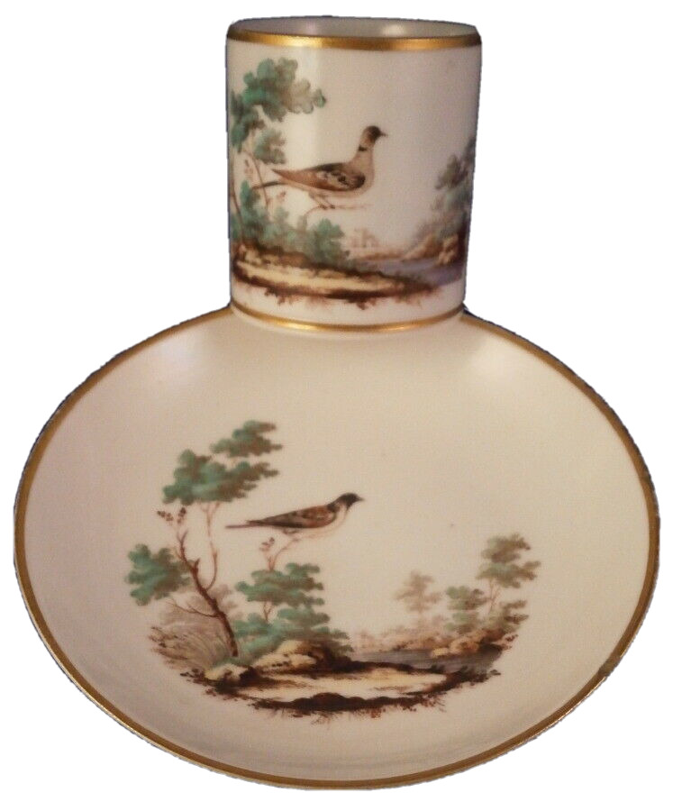 Antique 18thC Doccia Porcelain Bird Scene Scenic Cup & Saucer Porzellan Tasse #2