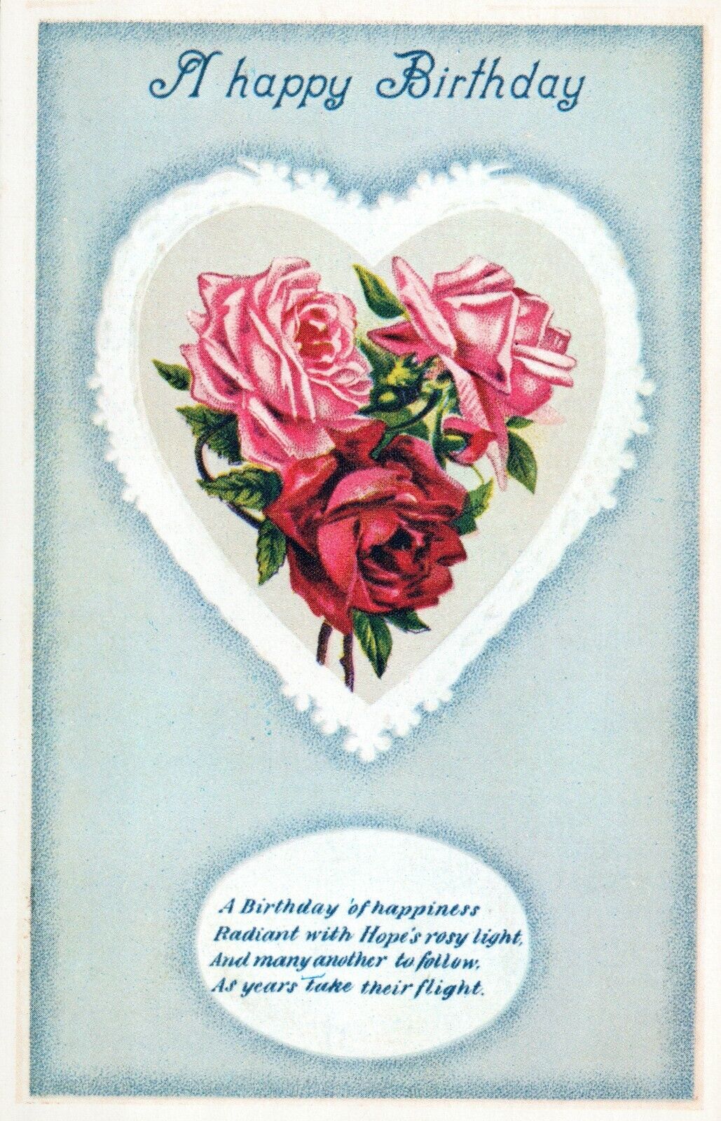 A Happy Birthday Greetings & Wishes Roses Unposted Postcard