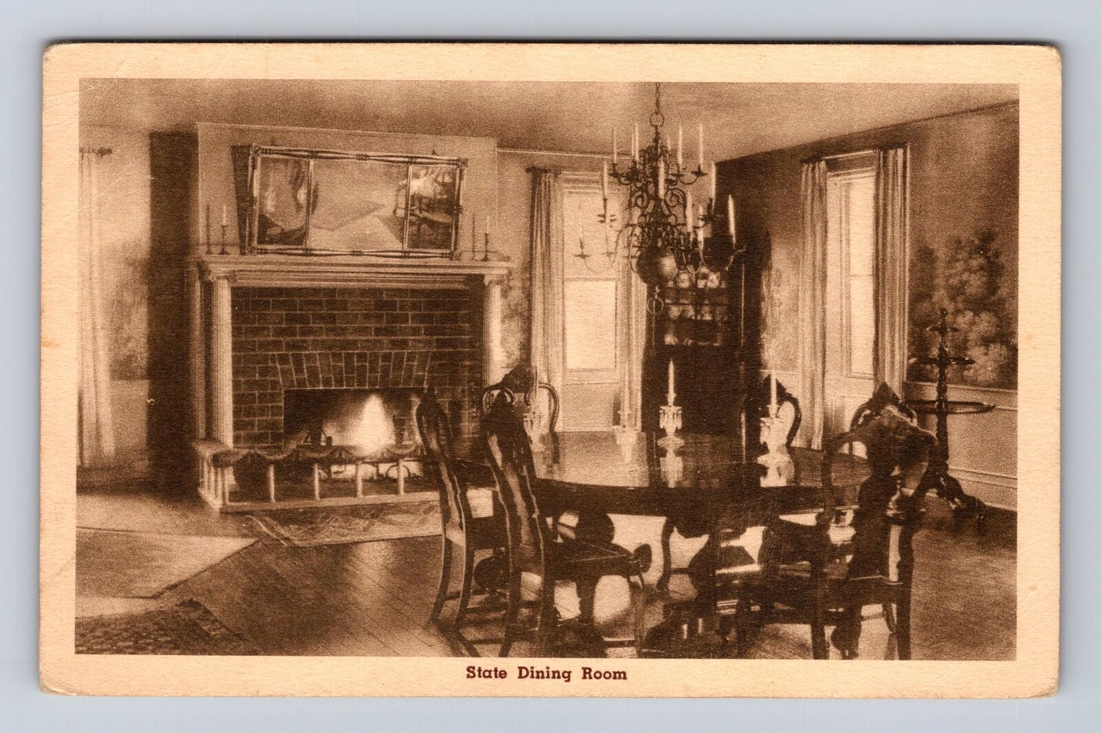 New Geneva PA-Pennsylvania, Home of Albert Gallatin Dining Room Vintage Postcard