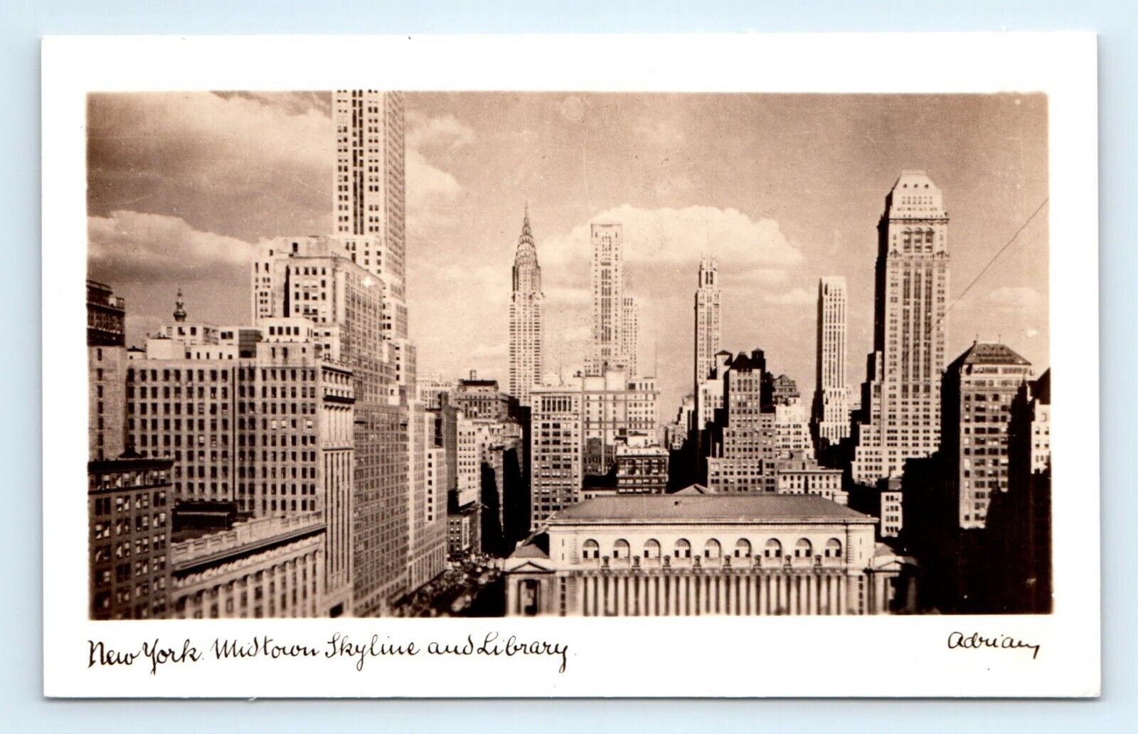 RPPC Midtown Skyline Library City View New York City NY Postcard