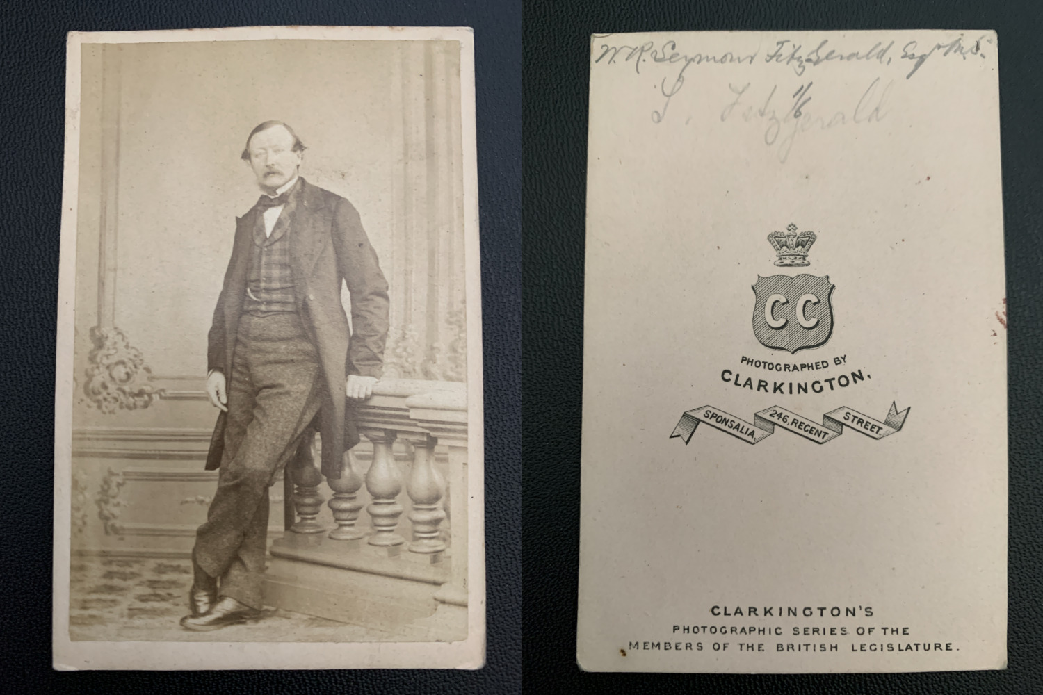 London, Sir William Robert Seymour Fitzgerald Vintage Business Card, CDV. S