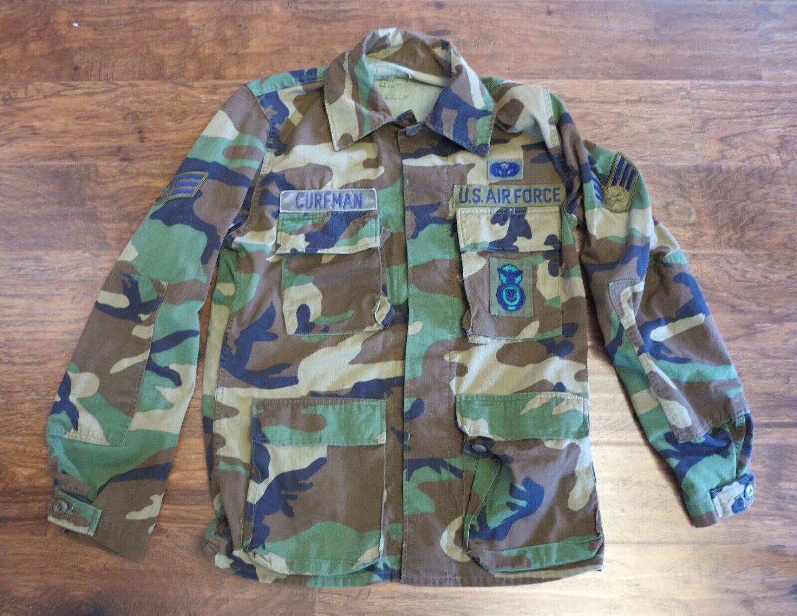Original 1983 dated US Air Force Woodland Camouflage Jacket. Security Forces