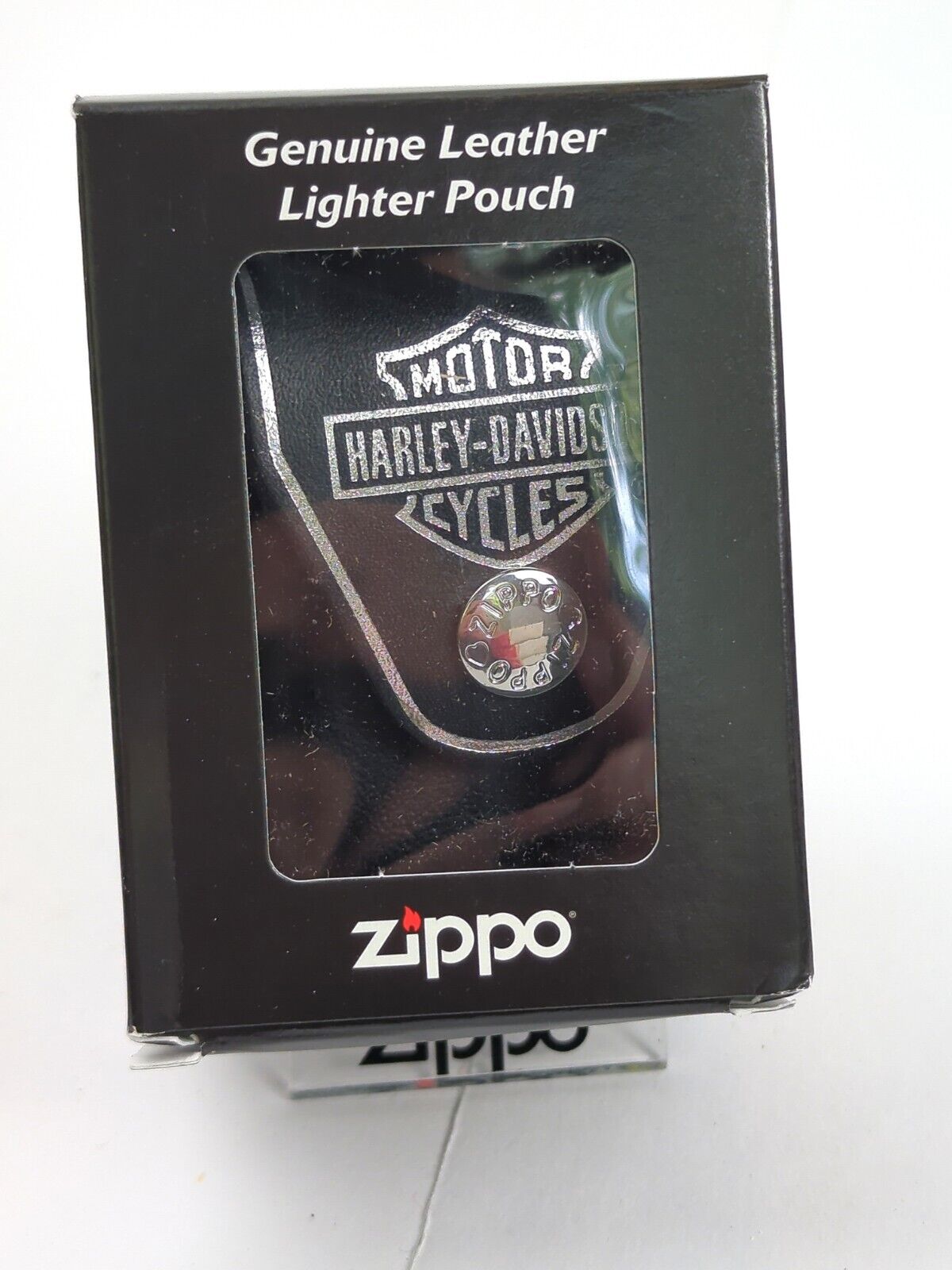ZIPPO HDPBK Genuine Leather HARLEY-DAVIDSON BLACK Lighter Pouch w/ Loop/Snap NEW
