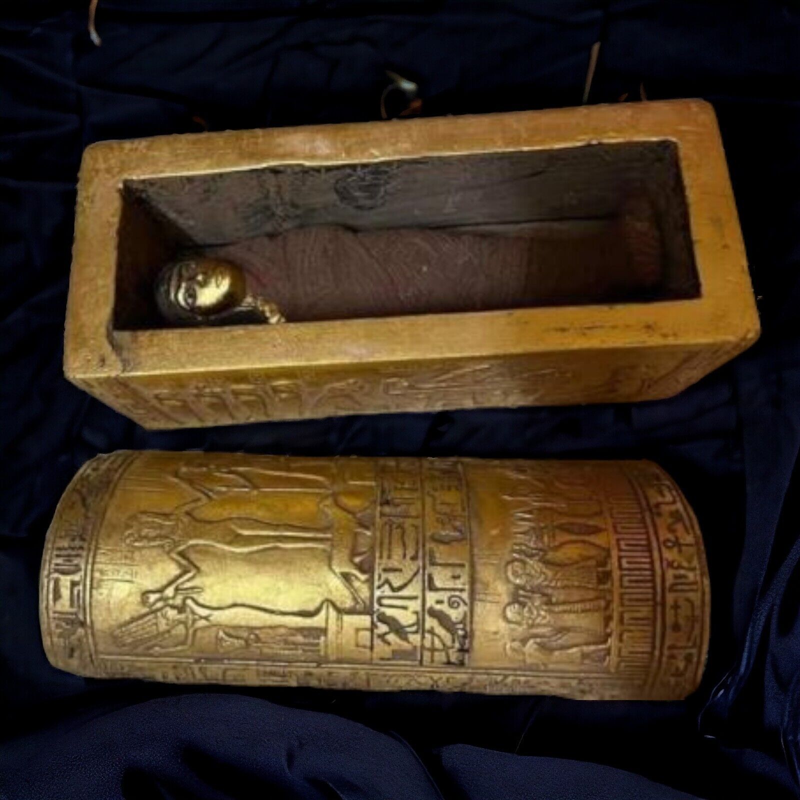Exquisite Vintage Jewelry Box w/ Egyptian Gods | Pharaonic Mummy | Handcrafted