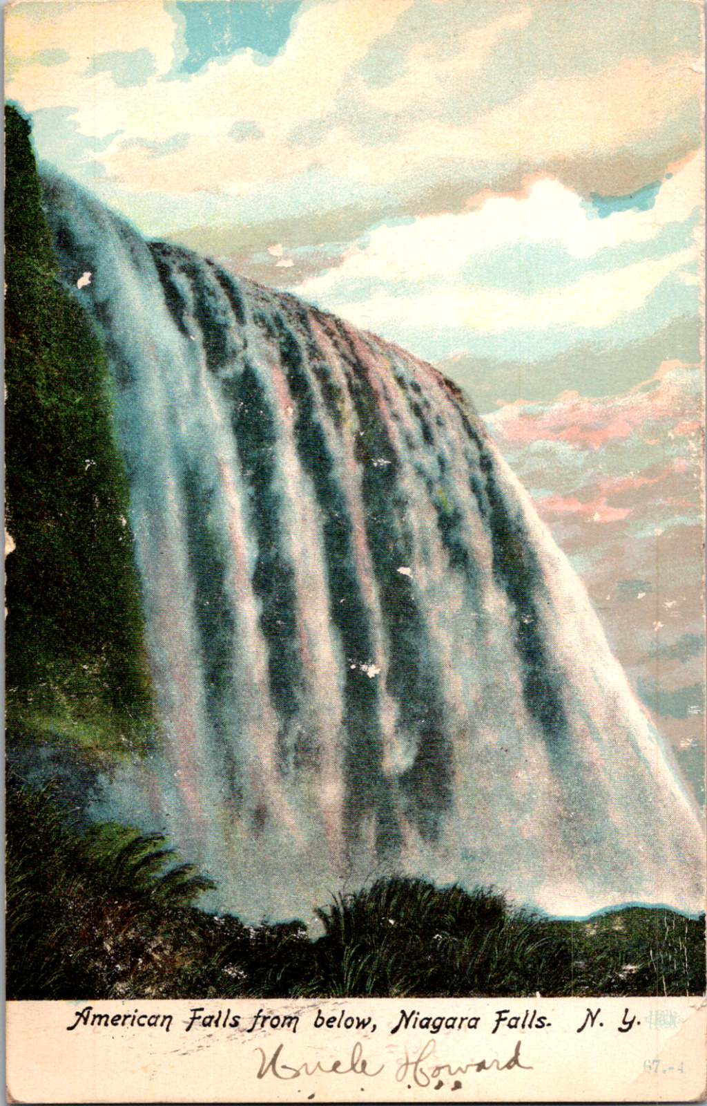 Vintage 1908 American Falls From Below Niagara Falls Postcard Pottstown PA