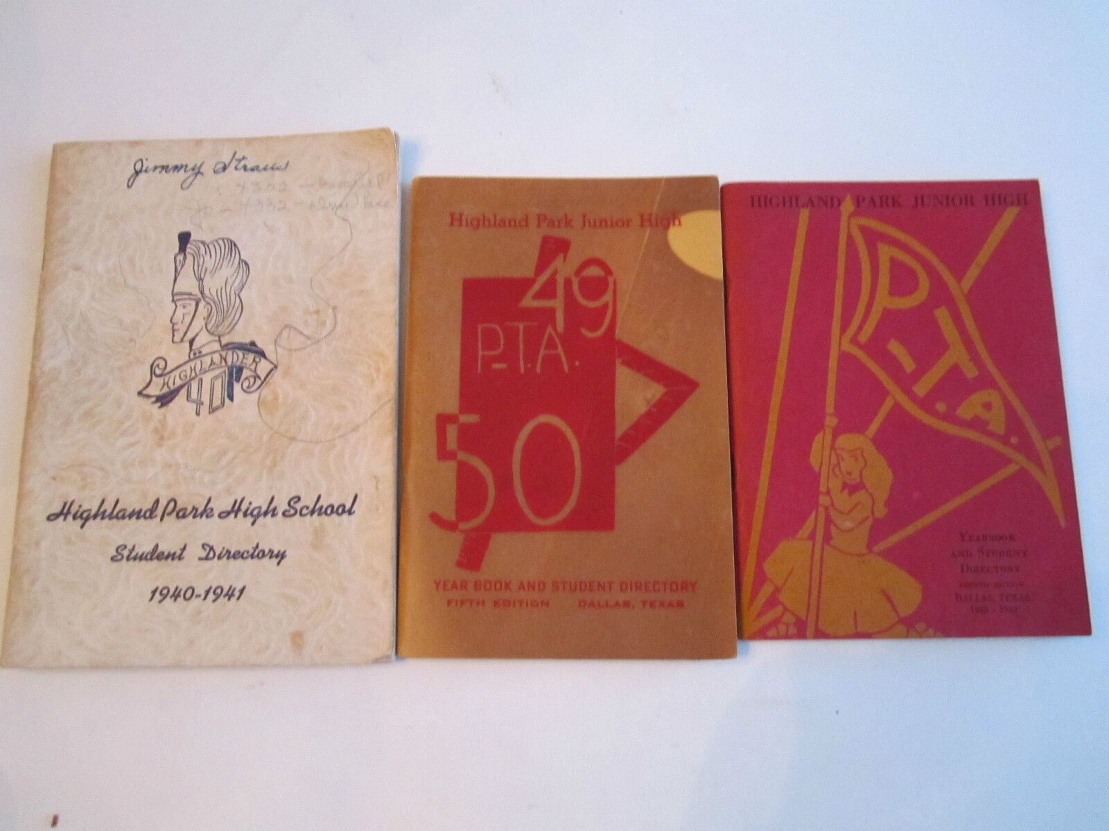 3 VINTAGE HIGHLAND PARK SCHOOL DIRECTORIES - 1940, 1948, 1949 BOOKLETS - RH-6