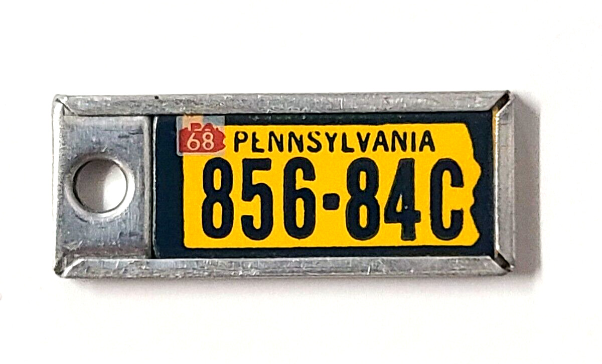 Vintage 1968 PA Pennsylvania Disabled Vets Mini Key Chain License Plate Tag