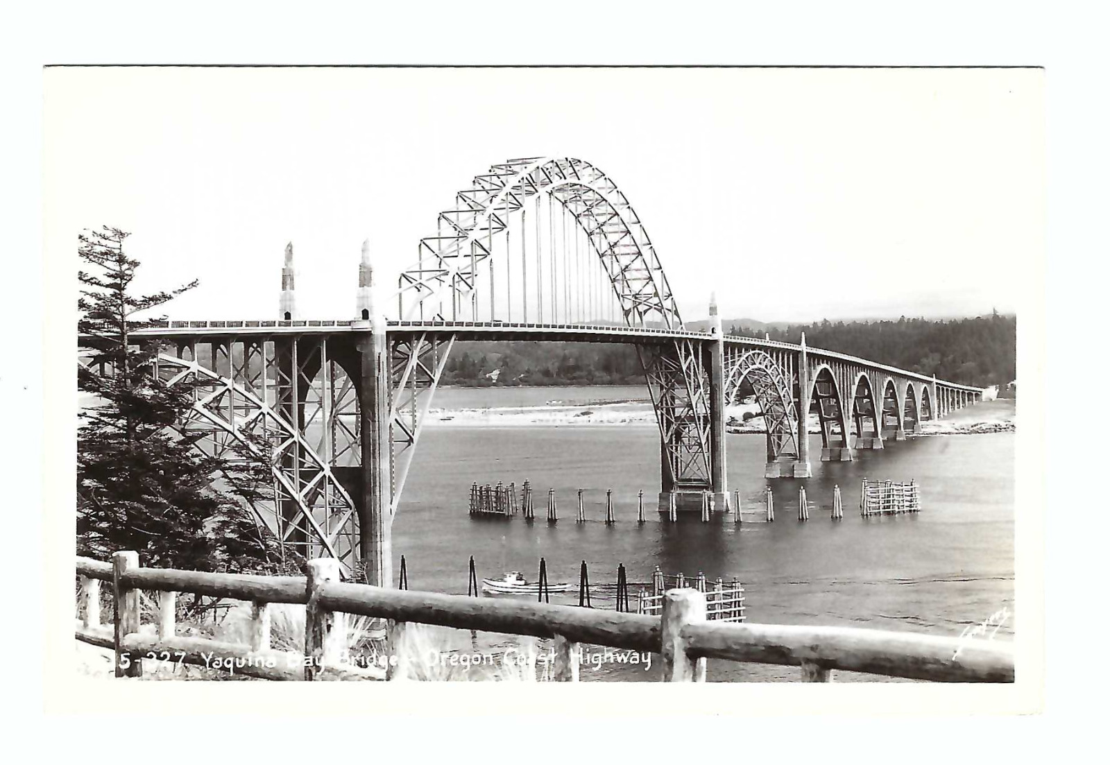 RPPC Yaquina Bay Bridge Oregon Coast Highway Vintage Postcard
