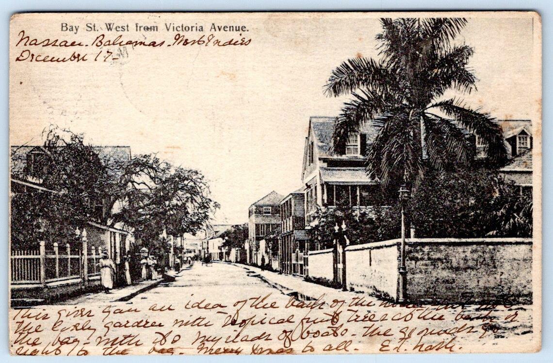 1906 BAHAMAS BAY ST WEST FROM VICTORIAN AVENUE*HOUSES*PEOPLE*ANTIQUE POSTCARD
