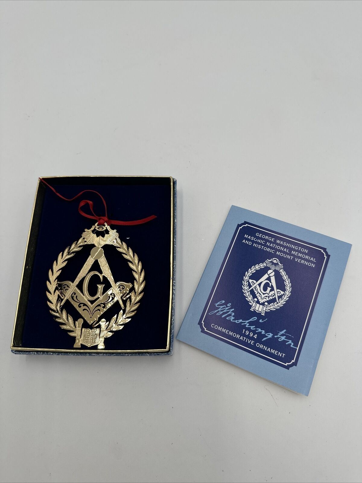 Vintage 1994 George Washington Masonic Commemorative Ornament 24K Gold Finish