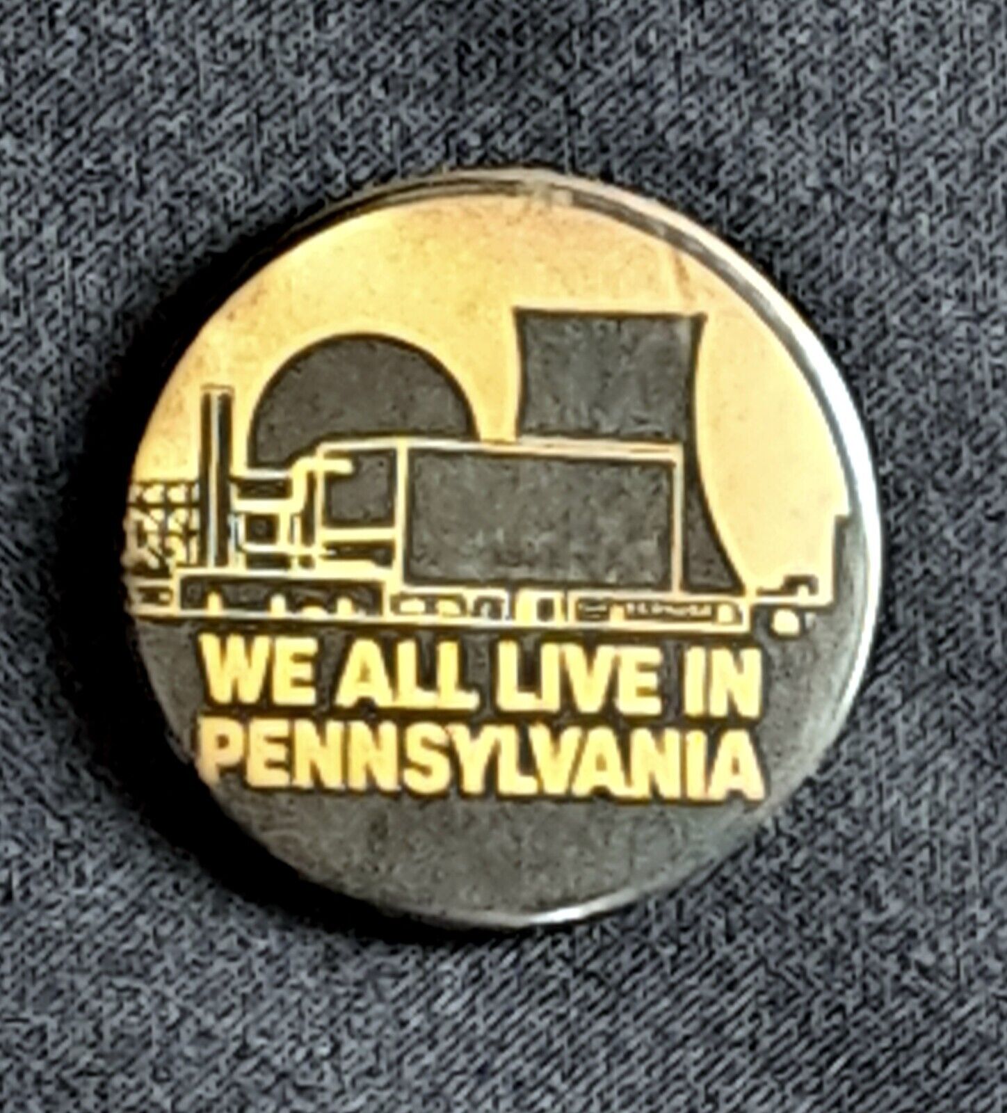 We All Live in Pennsylvania Nuclear Three Mile Island Protest Pinback/Pin